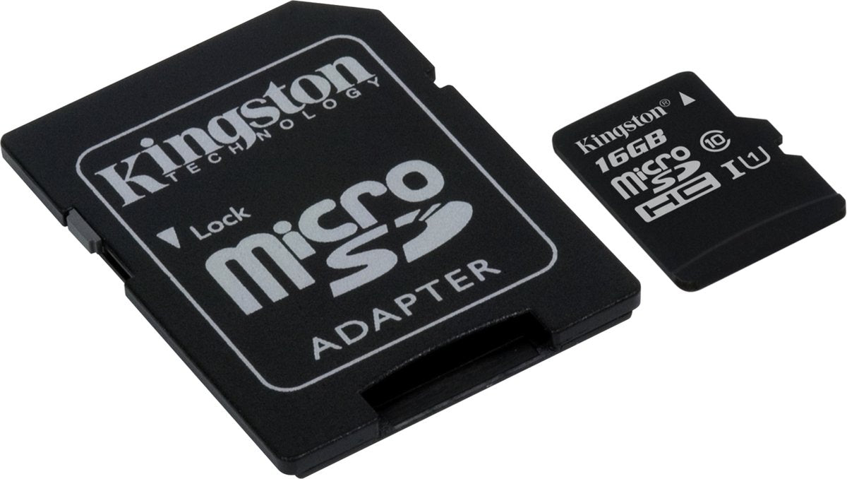 Carte mémoire Micro SDHC classe 10 Kingston 16 Go + adaptateur SD