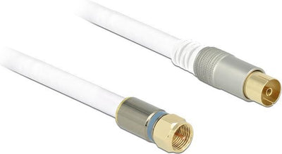 DeLOCK Premium F (m) - Câble coaxial Coax IEC (v) / blanc - 5 mètres 