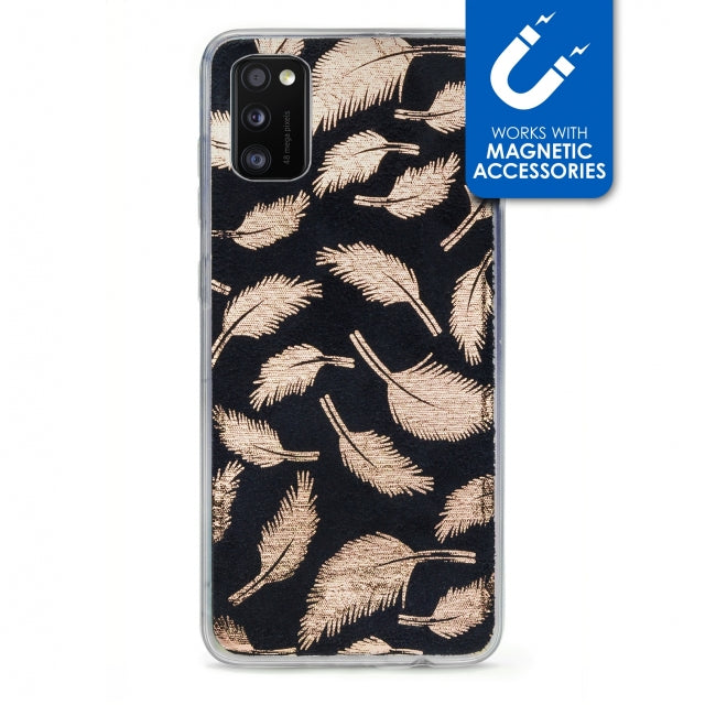 My Style Magneta Case For Samsung Galaxy A41 Golden Feathers